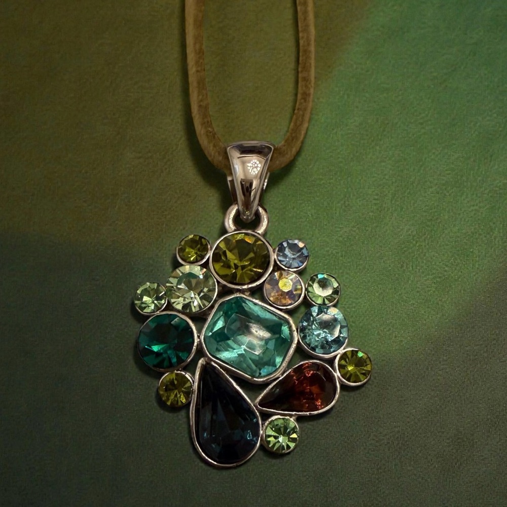 Vintage LIA SOPHIA Elegant Multicolor Gemstone Pendant Necklace
